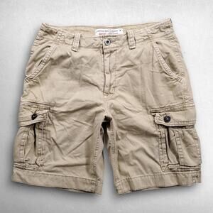 American Eagle Outfitters Cargo Shorts Mens 34 Beige Flat Front Pockets Utility